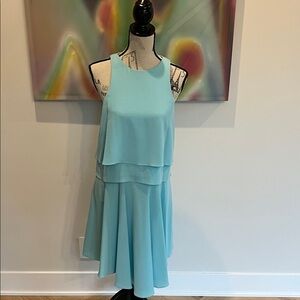Tibi Sleeveless Aqua High Low Dress